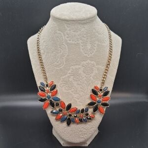 Guess Elegant Gold and Multicolor Rhinestone Statement Necklace